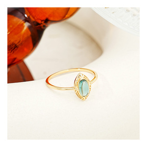 Entrega rápida S925 Anillo de alivio exquisito de plata Anillo de gota de agua de peridoto Topa azul - Product Image 2