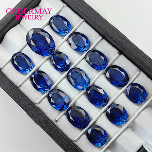 CADERMAY JEWELRY Royal Blue Cultured Sapphire Oval Loose Stone For Jewelry Making - Product Image 3