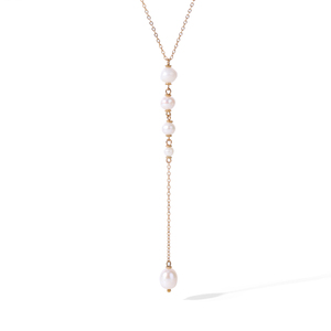Collier vintage élégant en acier inoxydable plaqué or 18 carats avec pendentif en perle d'eau douce naturelle en forme de Y pour un cadeau de la Saint-Valentin - Product Image 6