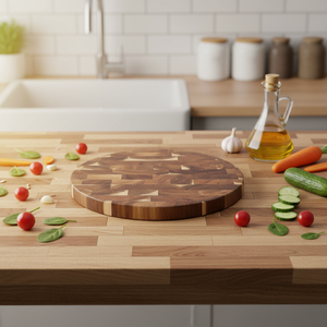 Nouvelle planche à découper ronde en bois d'acacia, multi-usages, adaptée aux céréales, aux ustensiles de cuisine, à la viande, aux légumes, au boucherage - Product Image 6