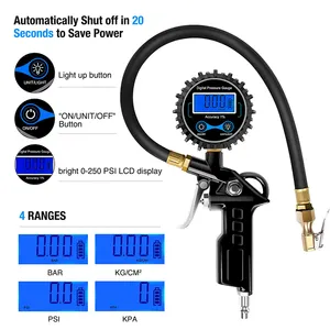 Digital Tire Pressure Gauge With Hose And LCD Display Backlight