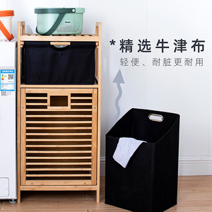 Bamboo Storage Rack 3 Tier <b>Laundry</b> Basket With Drawer For Bathroom Clothing Organizer - Product Image 3