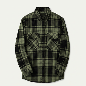Camisa de Franela a Cuadros de Manga Larga para Hombre, de Alta Calidad, Corte Regular, Informal, de Algodón, con Botones - Product Image 1