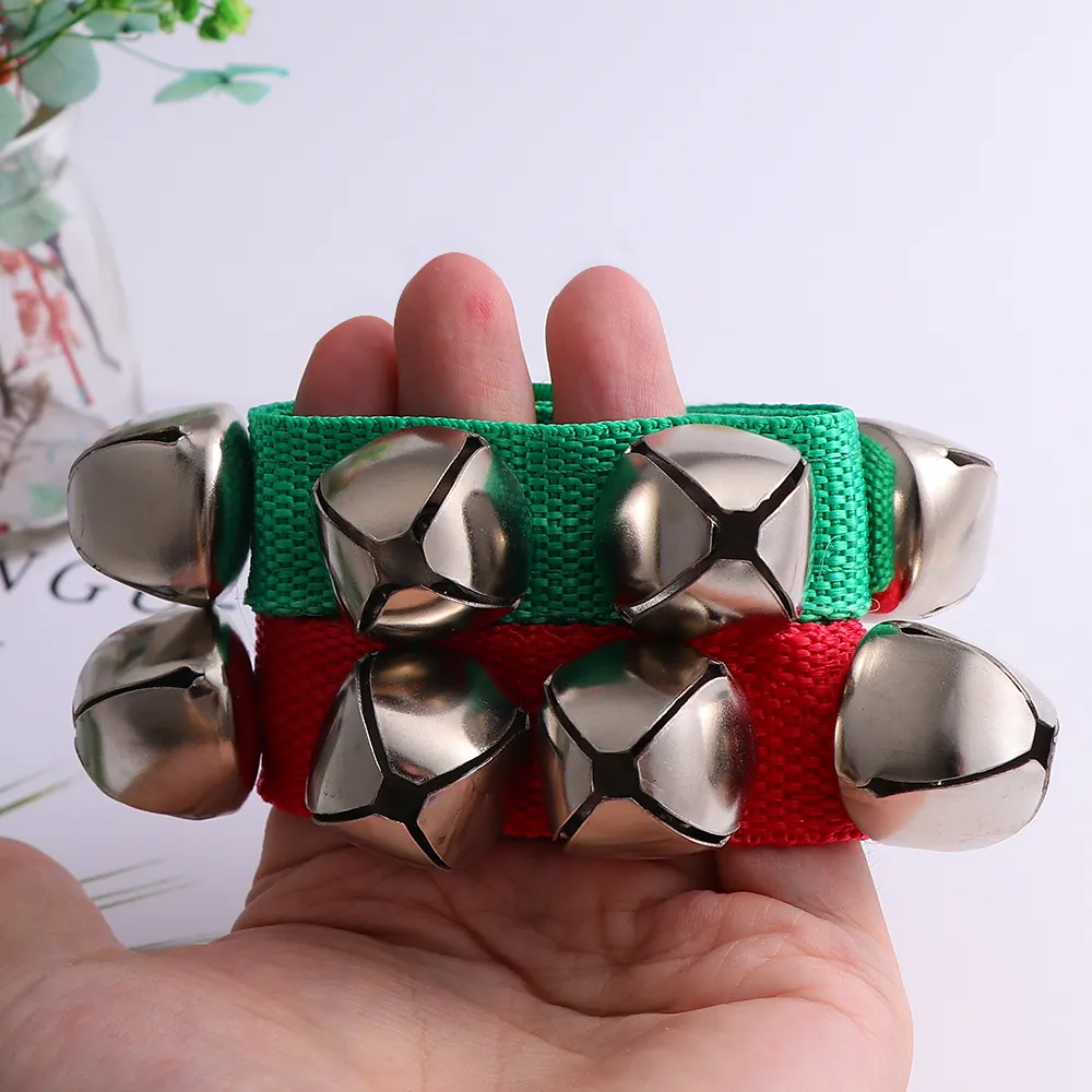 Clochette de poignet rouge et vert, 1 pièce, ruban en Nylon + cloche métallique, jouets pour enfants et Instruments de musique