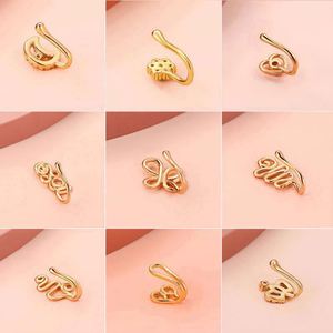 1 pièce, bijou de corps en acier inoxydable plaqué or avec cristal, étoile, cœur, couronne, anneau de nez style punk, pour cadeau de mariage ou de fiançailles - Product Image 4