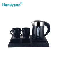 Bouilloire électrique Offres Spéciales 0.6L 304SS à double paroi pour hôtels et ménage avec plateau de fenêtre pour thé et café dans la chambre