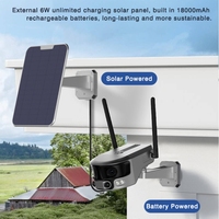 Caméra de surveillance solaire CCTV à double objectif ultra grand angle couleur 4K avec panneau solaire, alimentation extérieure, LTE 4G, carte SIM