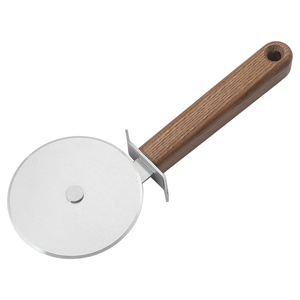 Taglierina per <span class=keywords><strong>Pizza</strong></span> in acciaio inossidabile con manico in legno ergonomico e protezione per le dita per una facile cottura e barbecue - Product Image 4