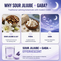 Comprimé effervescent apaisant pour le sommeil, aux graines de jujube, Poria, lys, GABA, soutien relaxant à base de plantes pour la qualité du sommeil, végétalien, faible en gras, OEM, marque privée