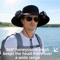Sombrero con Ventilador Recargable Solar Estilo Hip Hop para Verano, 100% Algodón Transpirable, Ajustable, para Senderismo y Pesca al Aire Libre