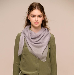 Ultra-Fine Sheer Cashmere Scarf with Custom Logo Lightweight Solid Color Oversized <b>Wrap</b> with Frayed Edge - Product Image 1
