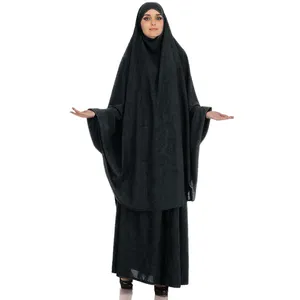Toptan fiyat müslüman giyim müslüman namaz elbise set şifon jilbab modern 2 parça jilbab