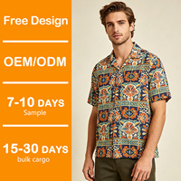 Chemise Hawaïenne Florale Hibiscus en Rayonne pour Homme, Col Camp, Manches Courtes, Grande Taille, Personnalisable OEM, Vente en Gros pour Vacances d'Été