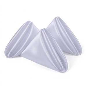 Serviettes en satin <span class=keywords><strong>de</strong></span> soie blanches <span class=keywords><strong>de</strong></span> qualité supérieure, élégantes, carrées, pour la décoration <span class=keywords><strong>de</strong></span> tables <span class=keywords><strong>de</strong></span> mariage, banquets, hôtels et fêtes - Product Image 1