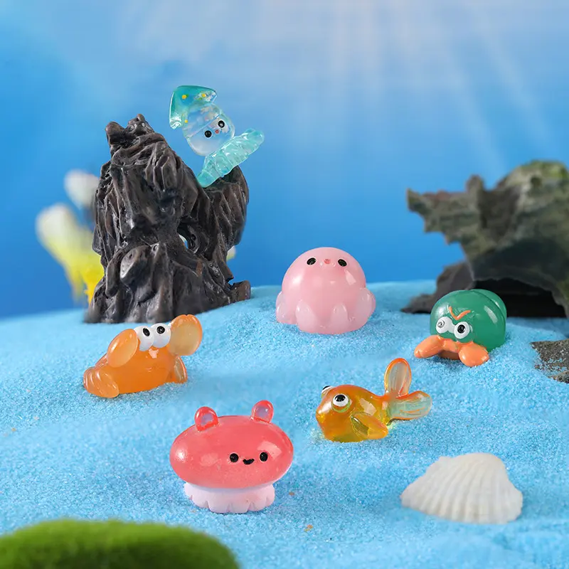 Schattige Micro-Landschapsdecoratie Elf Rekwisieten Diy 3d Oceaandieren Hars Miniaturen