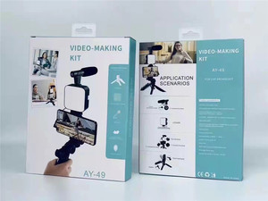 Smartphone y cámara <span class=keywords><strong>Vlogging</strong></span>, kit de estudio de grabación de vídeo, traje de fotografía con micrófono, luz de relleno LED, Mini trípode, AY-49 - Product Image 4