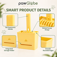 Ensemble de pelle à litière pour chat en plastique avec support et pelle, accessoires de bac à litière faciles à nettoyer pour chats d'intérieur par Pawglobe