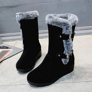Venta al por mayor de suela gruesa de piel sintética <span class=keywords><strong>niñas</strong></span> <span class=keywords><strong>botas</strong></span> de invierno antideslizante forro felpa cálido mujeres moda <span class=keywords><strong>botas</strong></span> de nieve - Product Image 4