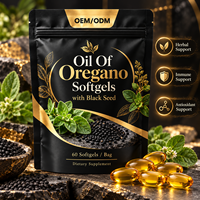 Gélules d'huile d'origan formule personnalisée avec graines de cumin noir, 60 unités, bien-être botanique féminin, soutien immunitaire, antioxydant