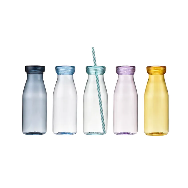 Custom 12Oz Plastic Melk Water Fles Voor Kinderen, Kleurrijke Mini Water Fles