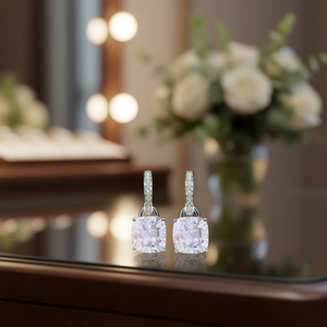 Pendientes de Lujo con Cuarzo Arcoíris, Plata 925 con Baño de Rodio, Engaste de Garra, Joyería de Cristal para Boda para Mujer - Product Image 2