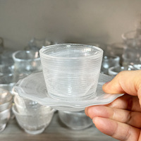Service à thé en verre style japonais personnalisé avec bol à couvercle, sous-verre isolant thermique, tasse créative de 60 ml et soucoupe