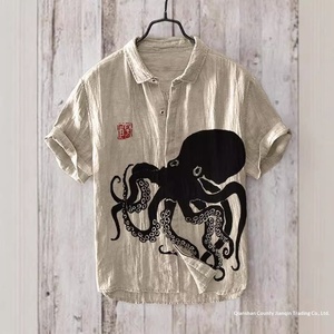 <span class=keywords><strong>Chemise</strong></span> Hawaïenne <span class=keywords><strong>Homme</strong></span> en Lin Respirant à Col Rabattu, Style <span class=keywords><strong>Luxe</strong></span> Léger, Imprimé Floral Estival, Manches Courtes, Tissée et Anti-Transpiration - Product Image 2