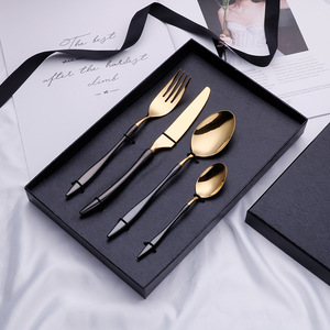 Sang trọng chất lượng cao thép không gỉ <span class=keywords><strong>Flatware</strong></span> <span class=keywords><strong>Set</strong></span> hiện đại bạc vàng Nhà Hàng đám cưới dao kéo cho khách sạn bền vững - Product Image 1