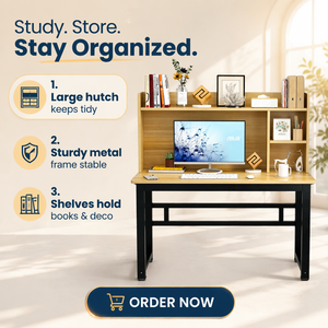 Scrivania Moderna di Lusso a L <span class=keywords><strong>con</strong></span> Libreria Integrata e Altezza Regolabile, Struttura in Legno per Ufficio e Studio - Product Image 1