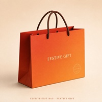 Festliche Geschenkpapiertüte mit Seilgriff Individuell Bedruckte Orange-Rot Verlaufende Karton-Einkaufstasche Großhandel