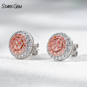 ต่างหูแบบ Halo ประดับเพชร Starsgem น้ำหนักรวม 0.954 กะรัต ทองคำแท้ 10K สีชมพู เพชรทรงกลมเจียระไนแบบ Brilliant Cut เพชรเลี้ยงในห้องปฏิบัติการ เกรด DEF VS - Product Image 3