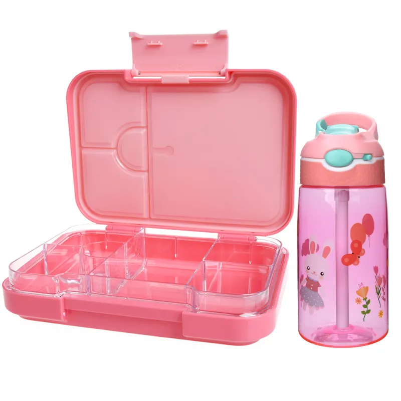 Aohea wholesale kids bento lunch box and double insulated 8oz kids transparent water bottle with straw