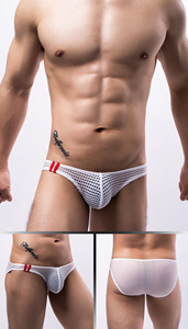 Boxers pour hommes en maille respirante, style japonais, coréen, européen, américain, tendance mode <span class=keywords><strong>GAY</strong></span>, coupe basse, uni, en vrac - Product Image 4