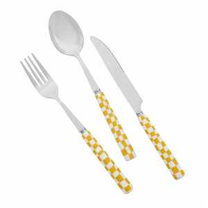 Juego de vajilla de acero inoxidable occidental de alta calidad, lavavajillas a cuadros multicolor, seguro, ecológico para <span class=keywords><strong>restaurante</strong></span> de Hotel - Product Image 1