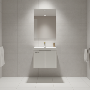 Ensemble de meuble-lavabo pour salle de bain 23 pouces, à fixation murale, avec robinet, vasque en céramique à fermeture douce, design minimaliste - Product Image 2