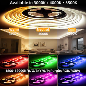 Stock tira de Led Cob flexible de alta densidad 24V 5 M/rollo, sin punto Cri 90 320 480 528 Leds/M tiras de luz de <span class=keywords><strong>cinta</strong></span> Led 3000K 4000K 6000K - Product Image 4