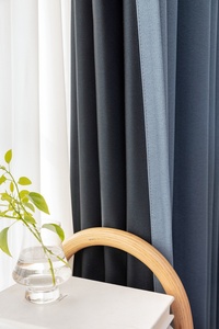 Kain tirai gelap tinggi biru Linen poliester mewah kustom untuk kamar tidur ruang tamu Hotel jendela - Product Image 4