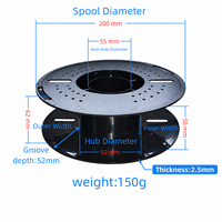 Bobina Vuota Nera da 1kg per Filamento, Bobina in Plastica da 90mm con Albero per Avvolgimento Filamenti Stampante 3D PLA PETG ABS TPU ASA