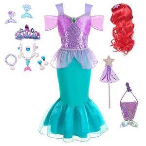 Nueva Moda 2026, Venta al por Mayor, Ropa Infantil de una Pieza, Monos de Lentejuelas para Niñas, Disfraces de Sirena Ariel para Niños - Product Image 1