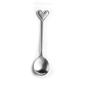 Factory Directly Supply Heart Shape Round Custom Metal Stainless Steel Silver Soup <b>Spoon</b> - Product Image 1
