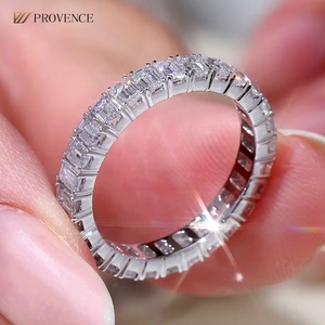 Anillo de Oro Blanco Sólido de 18K de Alta Calidad, Corte Asscher, Diamante Cultivado en Laboratorio, Anillos de Moda para Mujeres y Hombres, Uso Diario - Product Image 1