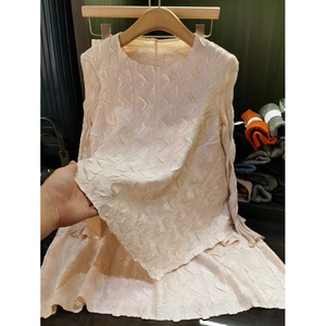 Sang Trọng Ba Nhà Thời Trang Màu Rắn Vải Đính Cườm Gấp Hai Mảnh Thiết Lập Cho Phụ Nữ - Product Image 1