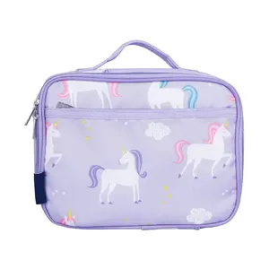 Boîte à déjeuner licorne violette pour étudiants, original, usine, mignon, pour filles, femmes, école du secondaire, sac à Bento isotherme pour boisson