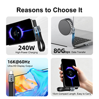 Câble plat USB5 Type C vers Type C nickelé à 90 degrés, 240W 5A PD USB5, charge rapide pour téléphones et ordinateurs portables