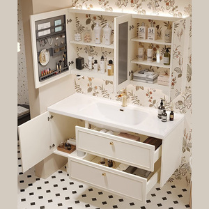 Meuble-lavabo de salle de bain moderne en céramique française intelligente avec vasque intégrée - Product Image 4