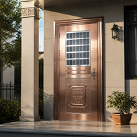 Porte de sécurité ventilée en acier inoxydable 304 sur mesure, finition or rose, à simple battant, pour villa