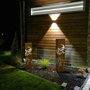 Customized Metal Outdoor Decorative Metal Lighting Corten Steel Modern Metal Corten Steel Lamp Sculpture - Product Image 5