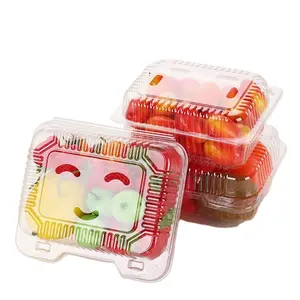 Özelleştirilmiş tek kullanımlık kutu taze kesilmiş salata ambalaj sebze Pet konteyner temizle kapaklı plastik meyve ambalaj