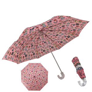 Roze Schattig Patroon Handleiding Open Dicht Aluminium 3 Opvouwbare Lichtgewicht Winddichte Paraplu Met Helderheid Plastic Handvat - Product Image 2