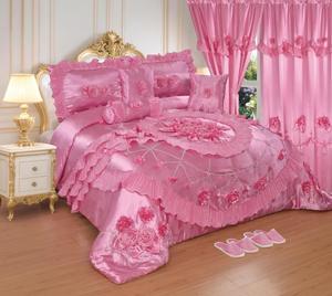 Juego de artículos para el hogar de alta calidad, nuevo y popular, para bodas, que incluye cortinas, pantuflas y ropa de cama. - Product Image 1